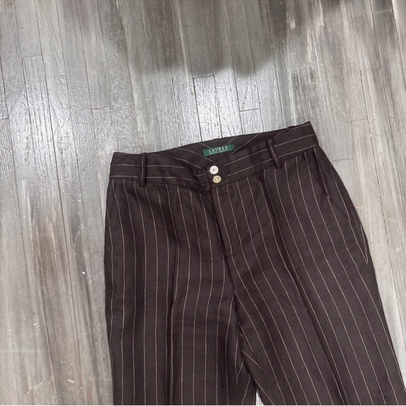 Lauren Ralph Lauren Women's Brown Pinstripe Pants - Picture 3 of 5